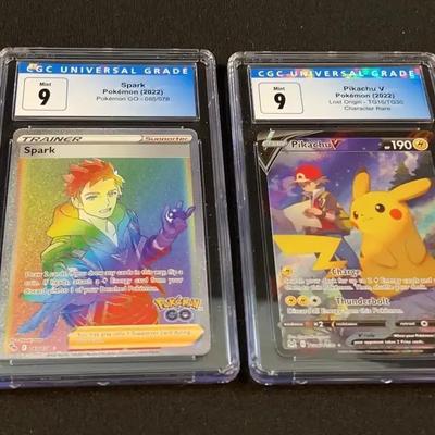 Graded Pokémon Trainer & Character Rare Set featuring Mewtwo V Mint 9