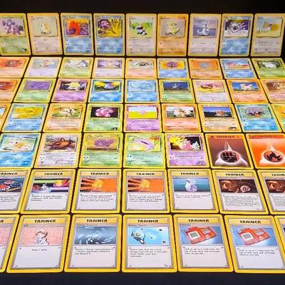 Vintage Pokémon Trainer & Base Set Card Lot – 90s Era Mix w/ Fossil, Jungle, Rocket