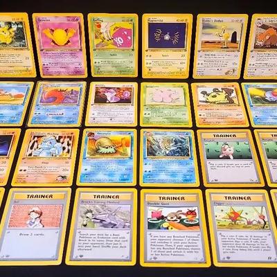 1st Edition Pokémon Cards – Pikachu, Omanyte, Koffing, Drowzee + Rocket & Gym Trainers