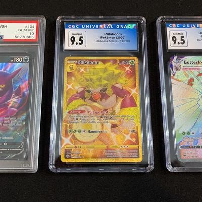 2020 Pokémon Graded Card Trio Featuring Crobat V, Rillaboom Gold & Butterfree VMAX