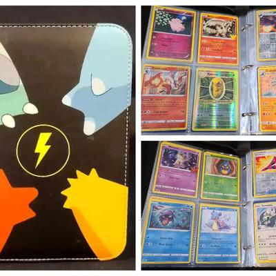 Large Pokémon Binder Collection – Holo, Rare, V, EX, Reverse Foils – 100+ Cards in Zip Binder