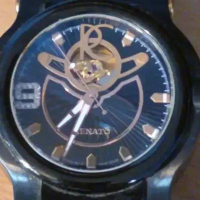 Renato T-Rex Special Edition Black Swiss Watch with Skeleton Dial