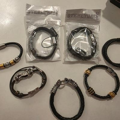 Seven 90s Y2K Stainless & Leather Men's Bracelets