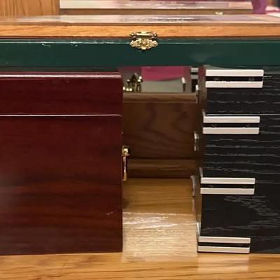 Two Elegant Wood Cigar Humidors And A Wood Cigar Box
