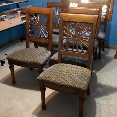 8 Wooden Dining Chairs With Upholstered Seats