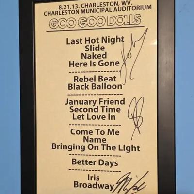 Goo Goo Dolls Signed Setlist 