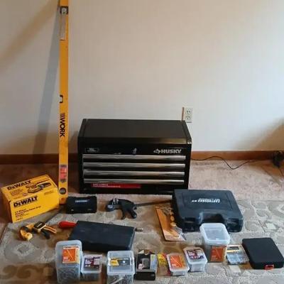 Husky 4-Drawer Tool Chest with DeWalt Sander, Earthquake Polisher & More