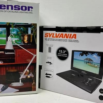 Desk Lamp and Portable DVD Player Bundle 