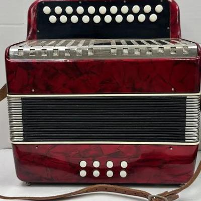 Vintage Red Button Accordion