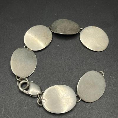 Sterling Silver 925 Artisan Oval Link Bracelet 21.85g, Vintage