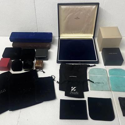George Jensen, Dior, Chanel, Gucci, Tiffany Jewelry Pouches & Vintage Velvet-Lined Jewelry Boxes 
