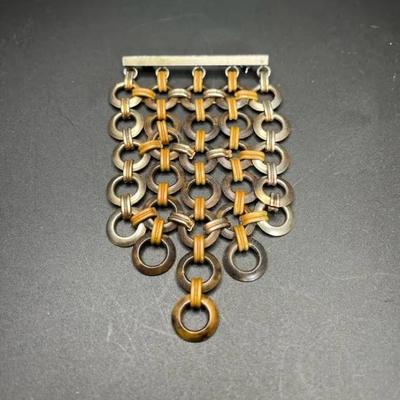 Byzantine-style Chainmaille Large Statement Pin, Goldfilled and Mixed Non-Magnetic Metal 