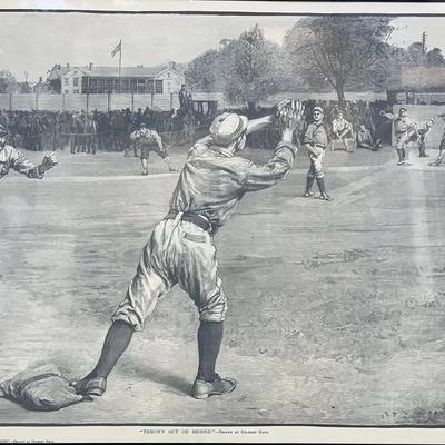 “Thrown Out on Second", Gilbert Gaul, Harper's Weekly 1887 Publication - Framed Print