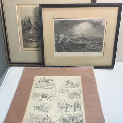 Antique “The Vegetable Market at Amiens”, Auguste Lepére; “Ramsgate", Robert Wallis Lithographs 