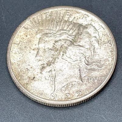 Antique 1922 Peace Silver Dollar Coin, Very Good Condition 0.95oz