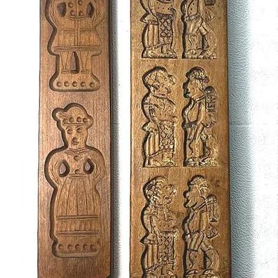 Antique Wood Cookie Molds Press - German Springerle and Dutch Speculaas, c Late 1800s-Early 1900s