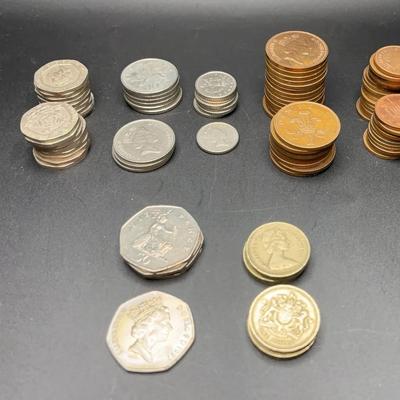Pound Sterling (British) Coins: 1-Pound, 50 Pence, 20 Pence, 2P, 1P - 1lb 1.9oz in Total Weight