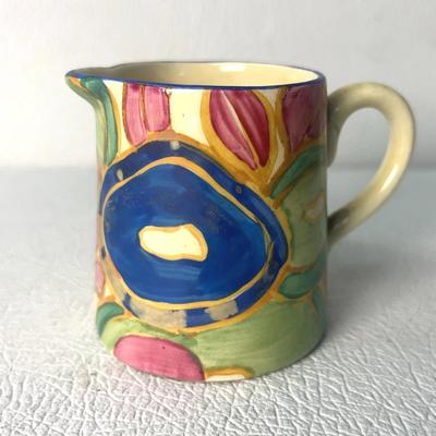 Art Deco “Bizarre by Clarice Cliff” Handpainted Blue Chintz Creamer Jug, 1930s Vintage