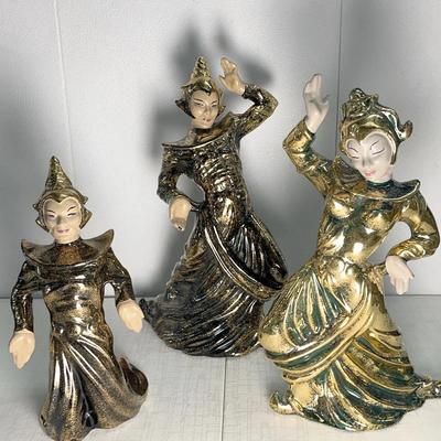 Gilner Pottery, Balinese Dancers 3 Pcs, c 1950s