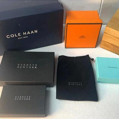 Barneys New York, Hermes, Tiffany, Shinola, Cole Haan Jewelry and Shoe Boxes 