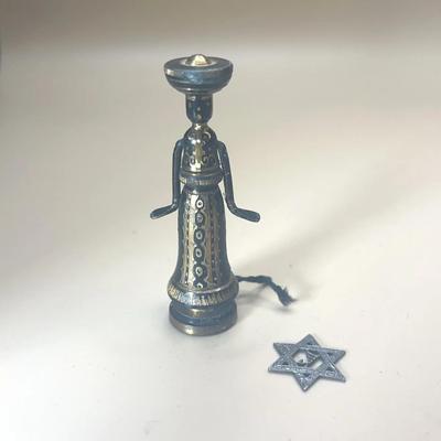 Hans Teppich, “Tamar” Miniature Figurine and Miniature Sterling Silver Star Of David  