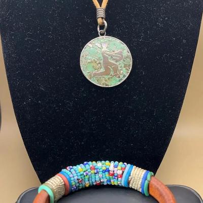 Taxco Silver Pendant and Sundance Catalog Beaded Magnetic Cuff