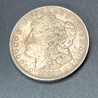 Antique 1921 Morgan Silver Dollar Coin, Very Good Condition 0.90oz
