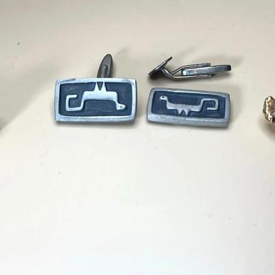 Roland Landerholm Pewter, 14K Gold with Black Stone, Brass - Cufflinks That Need Repair, 3 Pairs