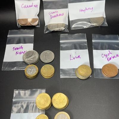 Euro, French Franc, Greek Drachma and Other Foreign Coins 12oz Approx Weight