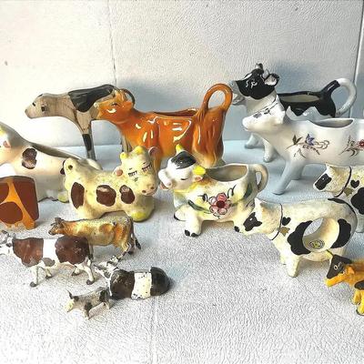 Miniature Cow Collection - Antique and Vintage - Porcelain, Wood, Metal
