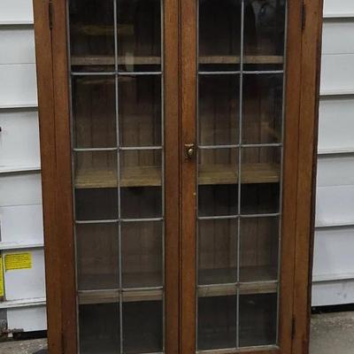 Antique Leaded Glass Cabinet