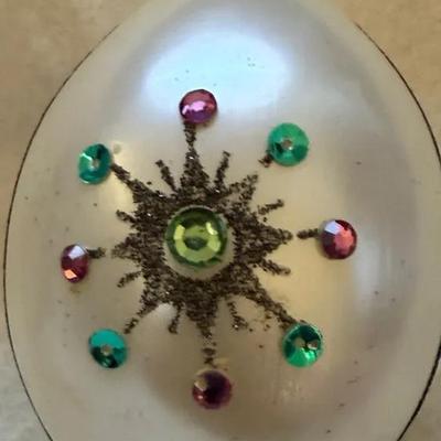 Vintage 1950s Atomic Starburst Jewel Teardrop Ornament – Satin Glass, West German Style