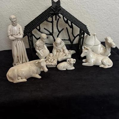Porcelain Nativity Scene signed Garvin 
