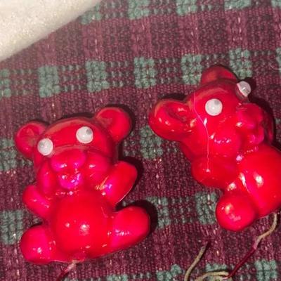 Set of 5 Vintage Red Figural Teddy Bear Ornaments – Retro Glass Holiday Decorations