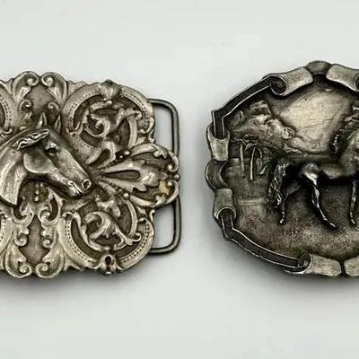 1974 & 1976 Bergamot Brass Works Western Belt Buckles - Lot C