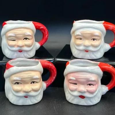 4 Mini Santa Mugs – 3 Winking, Japan Marks