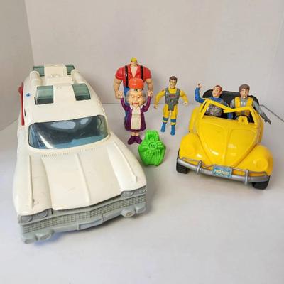 Vintage 80s Ghostbusters Toys Ecto-1 & Highway Haunter With Ghosts & Action Figures 