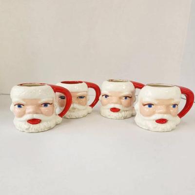 Vintage 50s Santa Mugs Set Of 4