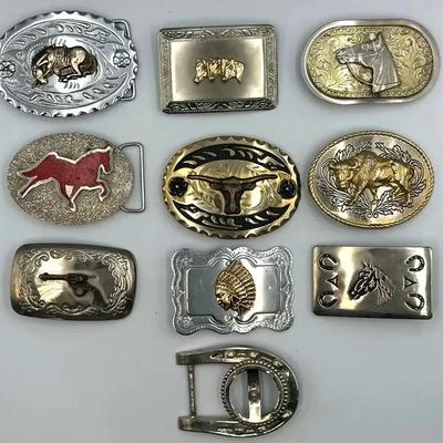 Western Belt Buckle Collection: Horses, Longhorn, Revolver & More - Lot P