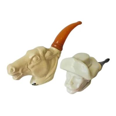 Avon Collectible Novelty Pipes – Horse & Cowboy Cologne Bottles (7”)