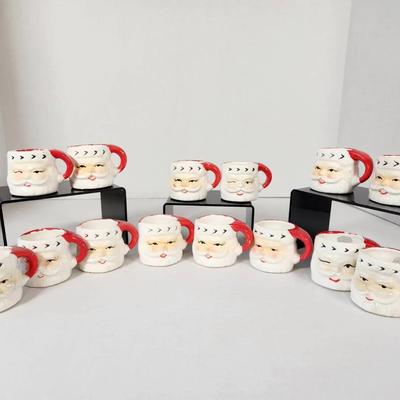  Napcoware Miniature Winking & Smiling Santa Mugs - Lot of 14