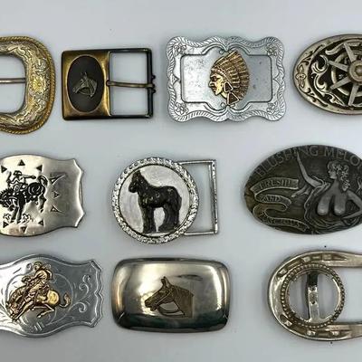 Western Belt Buckle Collection: Mixed Metals, Western & Novelty Designs - Lot O