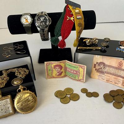Vintage Watches, Jewelry, Currency & Collectibles Lot