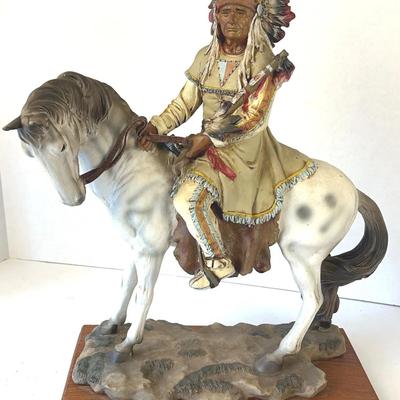 Hand-Painted Native American Chief On Horseback 