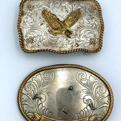 Sterling Silver Plate And Nickel Silver Belt Buckles - Lot G
