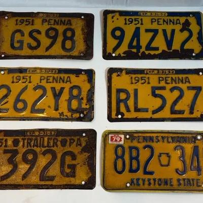 Antique Pennsylvania License Plates Lot – 1951 + 1970s (6 Total)