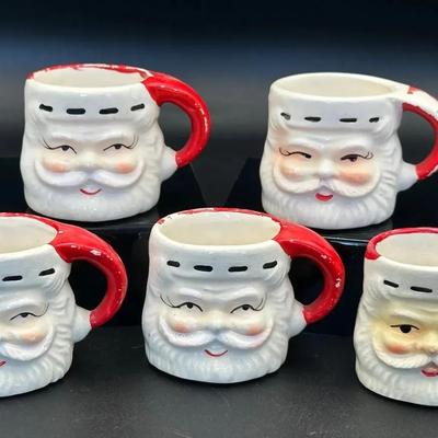 5 Mini Santa Mugs - Christmas Novelty Japan