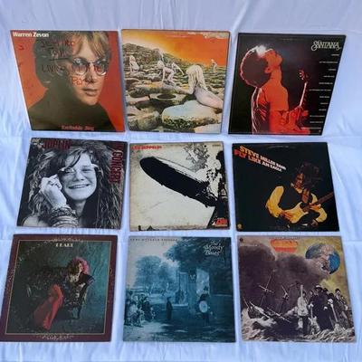Lot of 9 Classic Rock Vinyl Records – Led Zeppelin, Janis Joplin, Steve Miller Band, Santana, Warren