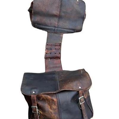 Leather Motorcycle Saddle Bag – 15.5” x 12” with YKK Zipper & Buckle Straps