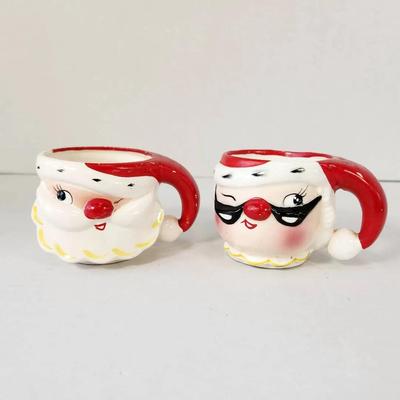  1959 Lego Japan Winking & Smiling Santa Mugs Vintage (Set of 2)